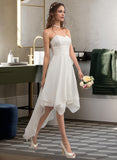 Zaniyah A-Line Sweetheart Asymmetrical Chiffon Wedding Dress With Ruffle UKP0013837