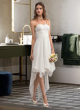 Zaniyah A-Line Sweetheart Asymmetrical Chiffon Wedding Dress With Ruffle UKP0013837