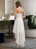 Zaniyah A-Line Sweetheart Asymmetrical Chiffon Wedding Dress With Ruffle UKP0013837