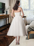 Minnie A-Line Sweetheart Tea-Length Tulle Wedding Dress With Ruffle Beading Sequins UKP0013842