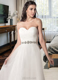 Minnie A-Line Sweetheart Tea-Length Tulle Wedding Dress With Ruffle Beading Sequins UKP0013842