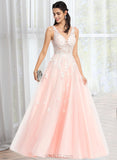 Kaydence Ball-Gown/Princess V-neck Floor-Length Tulle Wedding Dress With Beading Sequins UKP0013844