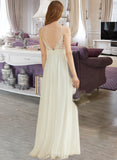 Meghan A-Line V-neck Floor-Length Chiffon Wedding Dress With Lace UKP0013848