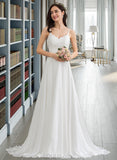 Martina A-Line Sweetheart Sweep Train Chiffon Wedding Dress UKP0013850