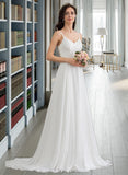 Martina A-Line Sweetheart Sweep Train Chiffon Wedding Dress UKP0013850