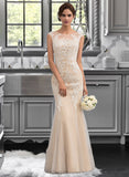 Ashlee Trumpet/Mermaid Scoop Neck Floor-Length Tulle Lace Wedding Dress UKP0013852