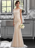 Ashlee Trumpet/Mermaid Scoop Neck Floor-Length Tulle Lace Wedding Dress UKP0013852