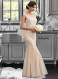 Ashlee Trumpet/Mermaid Scoop Neck Floor-Length Tulle Lace Wedding Dress UKP0013852