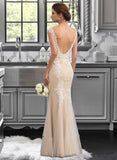 Ashlee Trumpet/Mermaid Scoop Neck Floor-Length Tulle Lace Wedding Dress UKP0013852