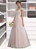 Deanna Ball-Gown/Princess V-neck Floor-Length Tulle Wedding Dress With Beading Sequins UKP0013853