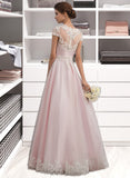 Deanna Ball-Gown/Princess V-neck Floor-Length Tulle Wedding Dress With Beading Sequins UKP0013853