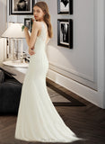 Brisa Trumpet/Mermaid V-neck Court Train Chiffon Lace Wedding Dress UKP0013855