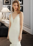 Brisa Trumpet/Mermaid V-neck Court Train Chiffon Lace Wedding Dress UKP0013855