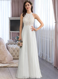 Reina A-Line Scoop Neck Floor-Length Chiffon Wedding Dress UKP0013857