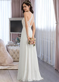 Reina A-Line Scoop Neck Floor-Length Chiffon Wedding Dress UKP0013857