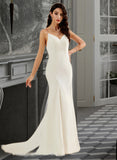 Moriah Trumpet/Mermaid V-neck Court Train Wedding Dress UKP0013859