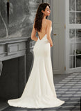 Moriah Trumpet/Mermaid V-neck Court Train Wedding Dress UKP0013859