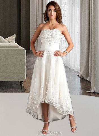 Rebekah A-Line Sweetheart Asymmetrical Tulle Wedding Dress With Lace Beading UKP0013860