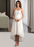 Rebekah A-Line Sweetheart Asymmetrical Tulle Wedding Dress With Lace Beading UKP0013860