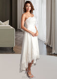 Rebekah A-Line Sweetheart Asymmetrical Tulle Wedding Dress With Lace Beading UKP0013860