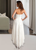 Rebekah A-Line Sweetheart Asymmetrical Tulle Wedding Dress With Lace Beading UKP0013860