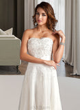 Rebekah A-Line Sweetheart Asymmetrical Tulle Wedding Dress With Lace Beading UKP0013860