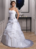 Melody Ball-Gown/Princess Sweetheart Court Train Organza Wedding Dress With Beading Appliques Lace Flower(s) UKP0013863