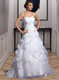 Melody Ball-Gown/Princess Sweetheart Court Train Organza Wedding Dress With Beading Appliques Lace Flower(s) UKP0013863