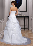 Melody Ball-Gown/Princess Sweetheart Court Train Organza Wedding Dress With Beading Appliques Lace Flower(s) UKP0013863