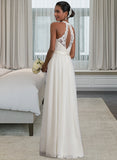 Joanne A-Line Scoop Neck Floor-Length Tulle Wedding Dress UKP0013865