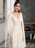 Cheyenne A-Line V-neck Court Train Wedding Dress With Sequins UKP0013869