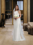 Kimora Trumpet/Mermaid Scoop Neck Sweep Train Jersey Wedding Dress UKP0013870