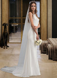 Kimora Trumpet/Mermaid Scoop Neck Sweep Train Jersey Wedding Dress UKP0013870