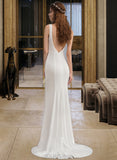 Kimora Trumpet/Mermaid Scoop Neck Sweep Train Jersey Wedding Dress UKP0013870