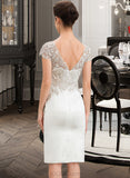 Karina Sheath/Column V-neck Knee-Length Satin Lace Wedding Dress UKP0013871