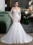 Tina Trumpet/Mermaid Chapel Train Tulle Lace Wedding Dress With Beading Sequins UKP0013872