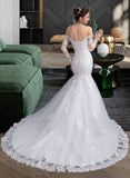 Tina Trumpet/Mermaid Chapel Train Tulle Lace Wedding Dress With Beading Sequins UKP0013872