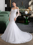 Tina Trumpet/Mermaid Chapel Train Tulle Lace Wedding Dress With Beading Sequins UKP0013872