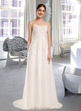 Katherine A-Line Square Neckline Court Train Wedding Dress With Beading Sequins UKP0013873