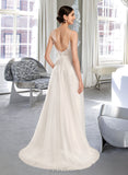 Katherine A-Line Square Neckline Court Train Wedding Dress With Beading Sequins UKP0013873