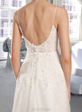 Katherine A-Line Square Neckline Court Train Wedding Dress With Beading Sequins UKP0013873