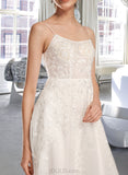 Katherine A-Line Square Neckline Court Train Wedding Dress With Beading Sequins UKP0013873