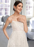 Katherine A-Line Square Neckline Court Train Wedding Dress With Beading Sequins UKP0013873