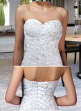 Alanna Trumpet/Mermaid Sweetheart Watteau Train Charmeuse Wedding Dress With Lace Beading UKP0013877