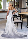 Alanna Trumpet/Mermaid Sweetheart Watteau Train Charmeuse Wedding Dress With Lace Beading UKP0013877