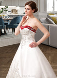 Reagan Ball-Gown/Princess Sweetheart Chapel Train Satin Wedding Dress With Embroidered Sash Beading Sequins UKP0013882