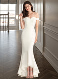 Marianna Trumpet/Mermaid Off-the-Shoulder Asymmetrical Stretch Crepe Wedding Dress UKP0013883