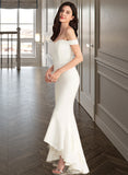 Marianna Trumpet/Mermaid Off-the-Shoulder Asymmetrical Stretch Crepe Wedding Dress UKP0013883