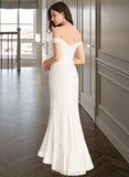 Marianna Trumpet/Mermaid Off-the-Shoulder Asymmetrical Stretch Crepe Wedding Dress UKP0013883