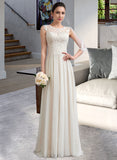 Eileen A-Line Floor-Length Chiffon Wedding Dress With Beading Sequins UKP0013884